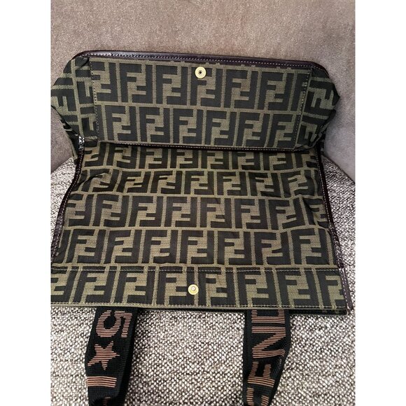 Fendi Zucca Collapsible Tote Bag With Iconic FF Pattern & Leather Accents - Picture 10 of 10